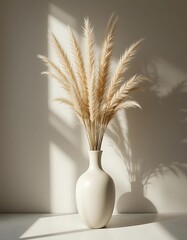 Pampas grass in a white vase minimalist decor