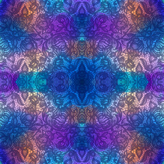 Jewel Tone Repeating Geometric Pattern in Mostly Floral and Lace Motifs