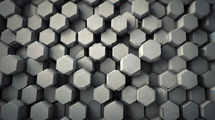 White hexagons geometric background, minimal honeycomb pattern wallpaper, 3d render illustration.