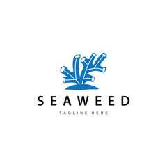 seaweed logo illustration beautiful underwater plants where fish live and the natural beauty of the ocean floor