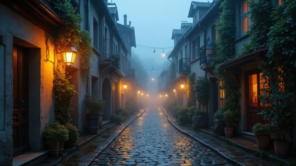 Enchanted Alley: A Foggy Parisian Evening