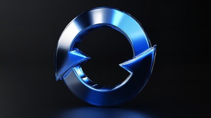 Blue Cycle Arrow 3D Render Icon Isolated on Transparent Background.

