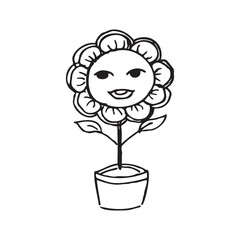 Simple floral illustration, minimalist black line style, suitable for decoration or natural concepts.
