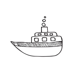 A minimalist style ship illustration with simple black lines. This image symbolizes adventure, ocean travel, or exploration.