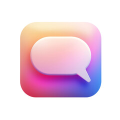 Fototapeta premium A Speech Bubble Icon with Rounded Corners 3D Illustration Isolated on Transparent Background