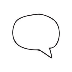 A simple illustration in the form of a chat bubble with minimalist black lines, symbolizing communication, conversation or message.