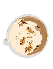 Illustration of a bowl of mushroom soup.