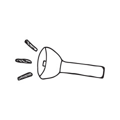 Illustration of a simple flashlight with a beam of light. This minimalist design is suitable for depicting the concept of lighting, exploration or adventure.