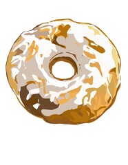 Hand drawn illustration of donut with chocolate icing