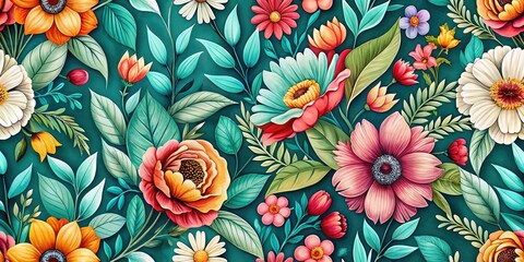 Vintage Floral Abstract Pattern AI Art
