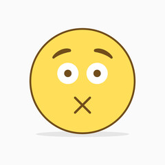 Nothing to say colored emoji sticker icon.