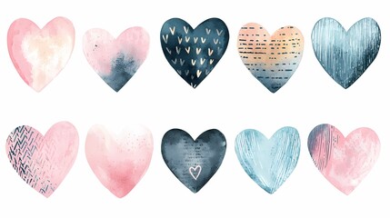 Artistic Heart Illustrations Abstract Design Digital Artwork Vibrant Colors Top-Down View Love and Affection Concept