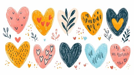 Colorful Heart Illustrations Creative Art Studio Digital Artwork Playful Environment Top-Down View Love Concept