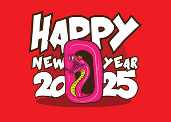 happy new year 2025 with snake zodiac illustration for chinese new year events