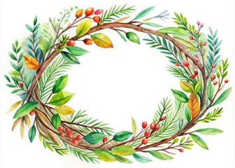 Watercolor Forest Twig Wreath - Urban Exploration Photography