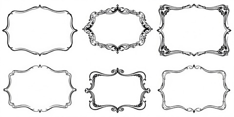 Fototapeta premium Elegant Ornate Frames Decorative Borders Vintage Design Elements Flourishes Swirls Classic Retro