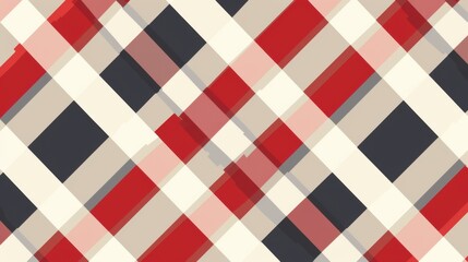 Classic Checkerboard Pattern with Retro Elements: Red, White and Seamless Plaid Vectors