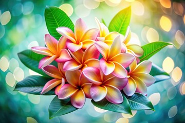 Fototapeta premium Watercolor Plumeria Bouquet - Long Exposure Tropical Flowers