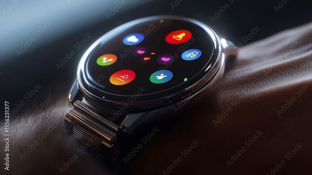 Poster smartwatch displaying social media notifications on a wrist.