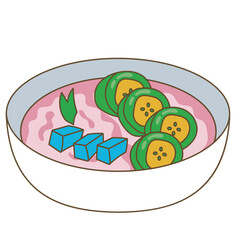 Illustration of Indonesian food, green banana ice or Es Pisang Ijo
