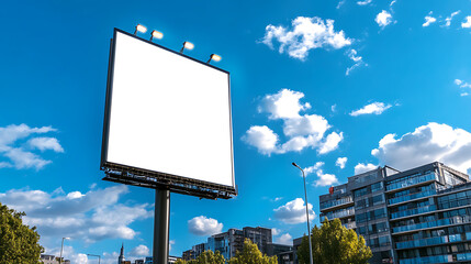 Billboard for mockup with a white screen in the main city