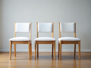 Wooden Chairs Side-by-Side, Light Background, Copy Space