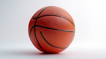 Fototapeta premium A bright orange basketball with textured grooves on a solid white background.