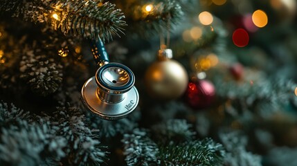 Stethoscope Ornament Decorates Festive Christmas Tree