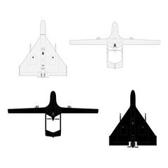 Drone icon vector silhouettes on white background for use in graphics. EPS10.