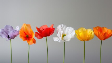 Fototapeta premium Colorful Poppy Flowers in a Row