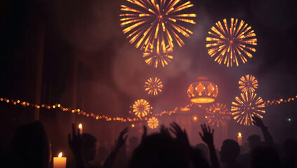 bokeh fireworks in the sky, new year wallpaper
