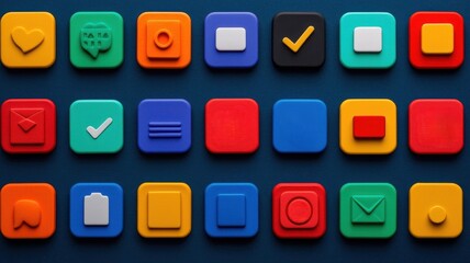 Colorful App Icons Mobile UI Design Buttons Interface Elements