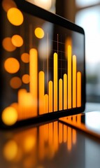 Digital graph displaying data trends in vibrant orange hues.