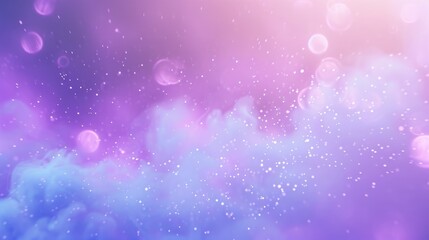 Naklejka premium A dreamy gradient background with bubbles and sparkles in shades of purple and blue.