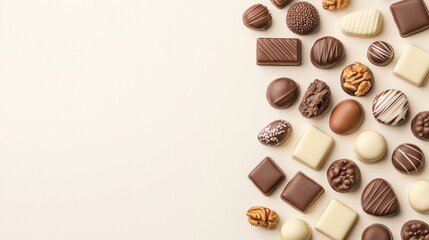 Fototapeta premium Assorted Chocolate Confectionery on a Light Background