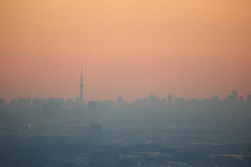 Fototapeta premium 大都会の夕焼け