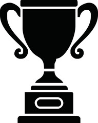 Trophy sign icon. Trophy cup. Champion cup winner trophy award. Black silhouette of trophy cup. Vector illustration