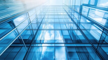 Monochrome Glass Architecture with Geometric Windows and Reflections