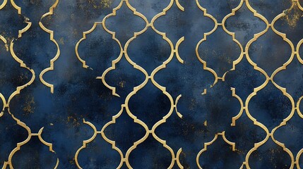 Luxurious Dark Polygonal Pattern with Golden Lines and Texture