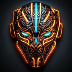 The fusion of tradition and modernity in a glowing African mask.