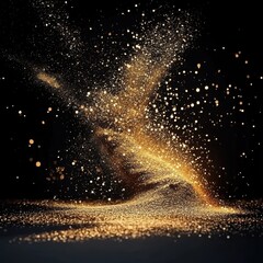 Abstract artwork featuring golden dust and light effects.