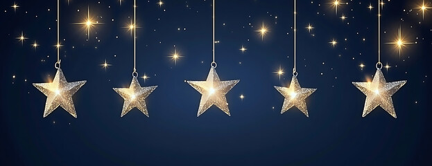 Glimmering Celestial Stars Hanging Night Sky Festive Decor  Magical Winter Holiday Background
