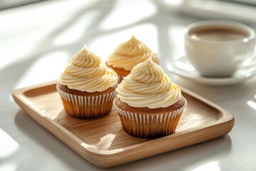 Cupcakes with caramel cream frosting