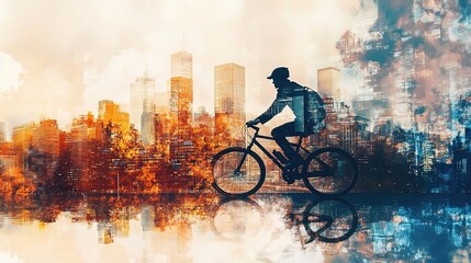 Obraz premium Abstract Modern Business Background with Double Exposure Effect