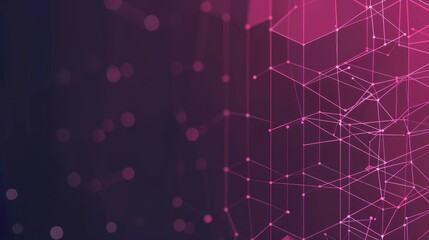 Fototapeta premium Abstract digital design featuring geometric shapes and lines in a gradient of pink and purple.