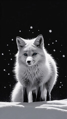 Naklejka premium Realistic Black and White Wild Wolf Art in Snow with Majestic Fur and Intricate Pencil Work