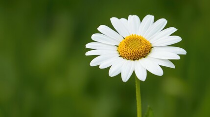 Minimal floral idea. A stunning close-up of a white daisy against a lush green background.