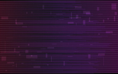 Glitch texture. Distorted horizontal lines. Retro background with random pixels. Video noise effect. Analog playback error. Damaged television concept. Vector illustration.