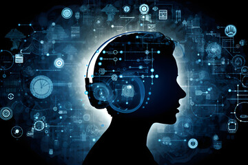 Global Technology Concept: Symbolizing Mechanism, Innovation, Audio-Visual Aspects and Swift Communication