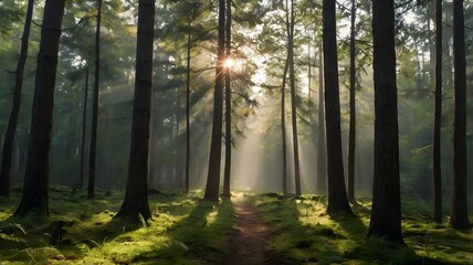 Obraz premium Quiet morning in a forest.